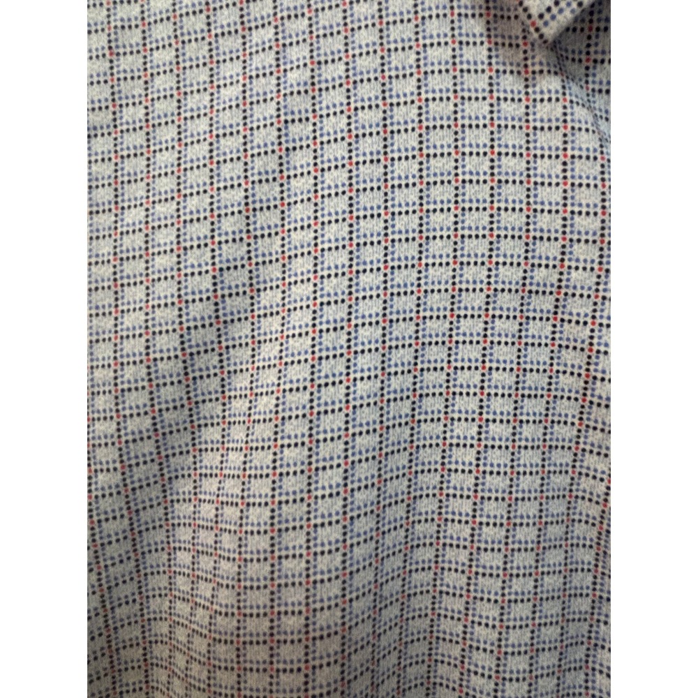 Johnston & Murphy Mens XL Blue Micro Check‎ Button Down Shirt Long Sleeve Cotton - Picture 2 of 7